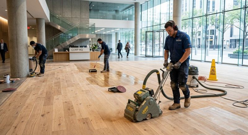 Our team working on Wood Floor Service projects in Wells, ME