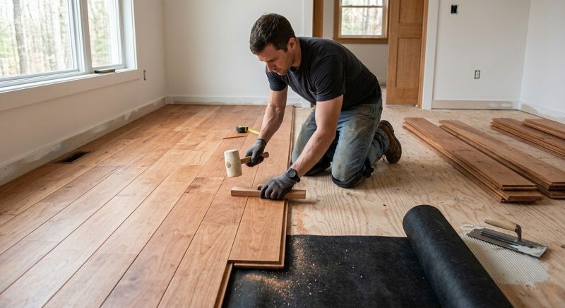 Cherry Floor Installation in Berwick, ME
