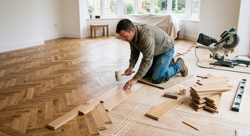 Dark Wood Floor Installation in Wells, ME