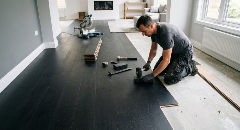 Dark Wood Floor Installation in Wells, ME