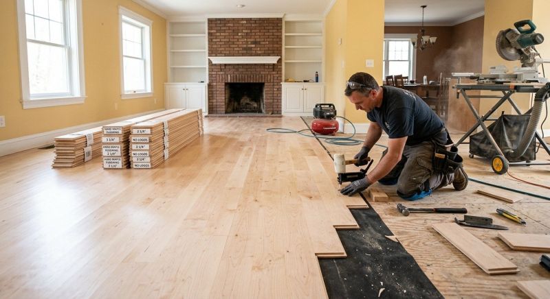 Maple Flooring Installation in Wells, ME
