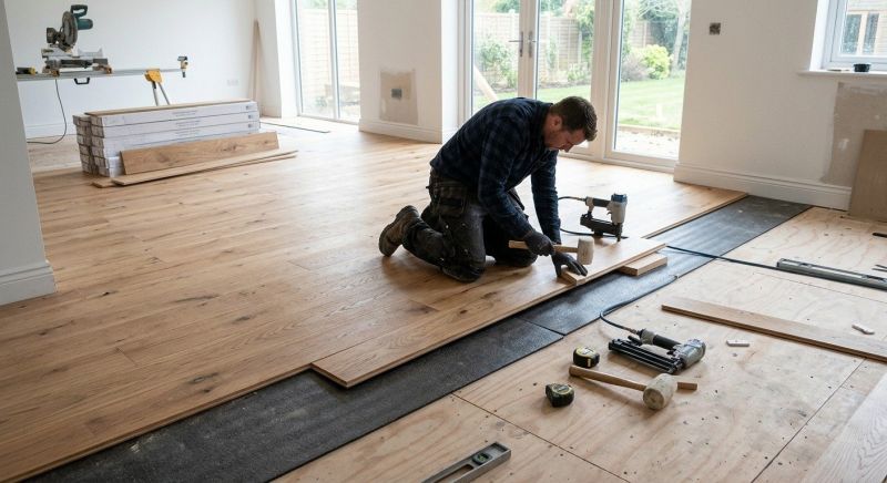 Oak Floor Installation in Wells, ME