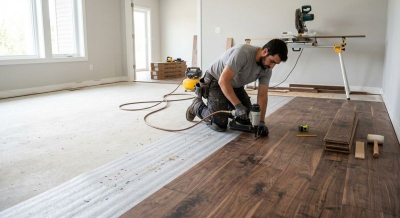 Walnut Flooring Installation in Wells, ME