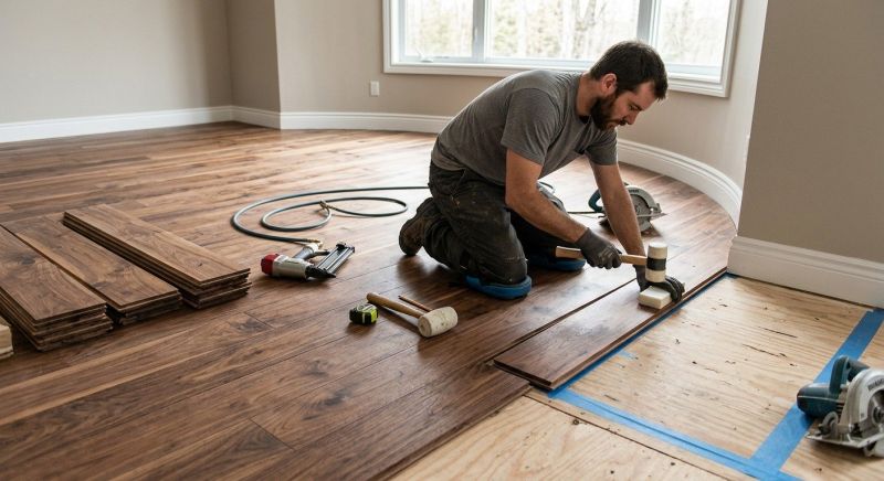 Walnut Flooring Installation in Wells, ME