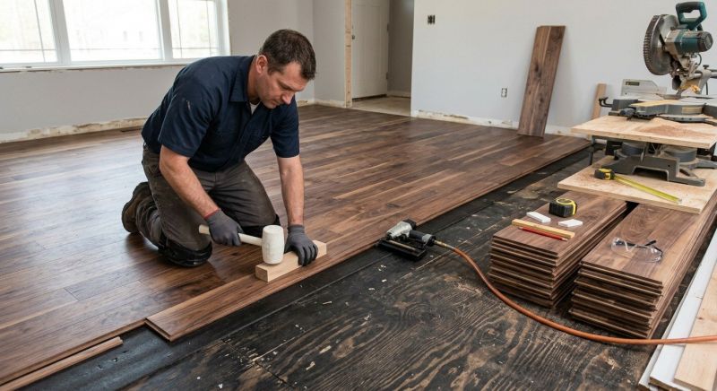 Walnut Flooring Installation in Wells, ME